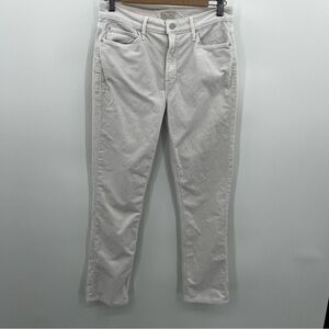 Mother The Mid Rise Dazzler Ankle Ivory White Corduroy Jean